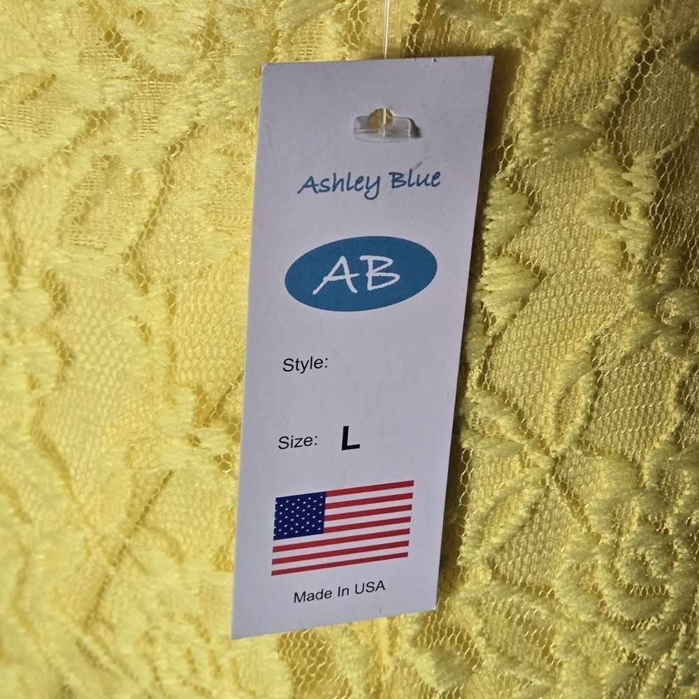 NWT Ashley Blue Woman’s L Trumpet Skirt Yellow Floral Lace Lined USA Made - Picture 5 of 12